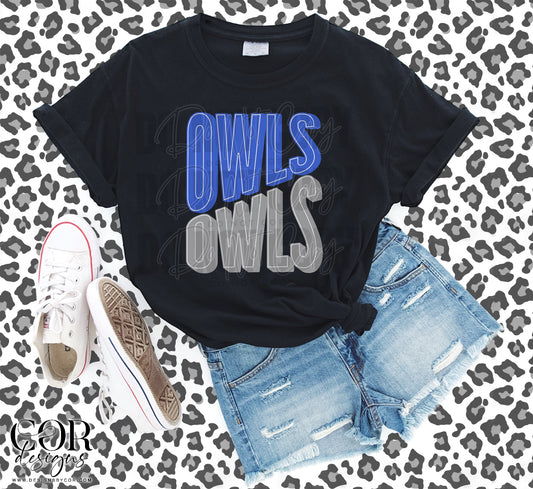 Owls Blue And Silver