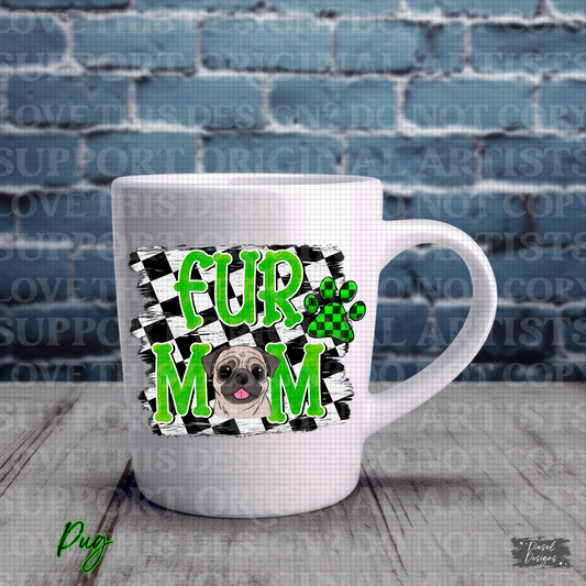 Fur Mom-Green Pug