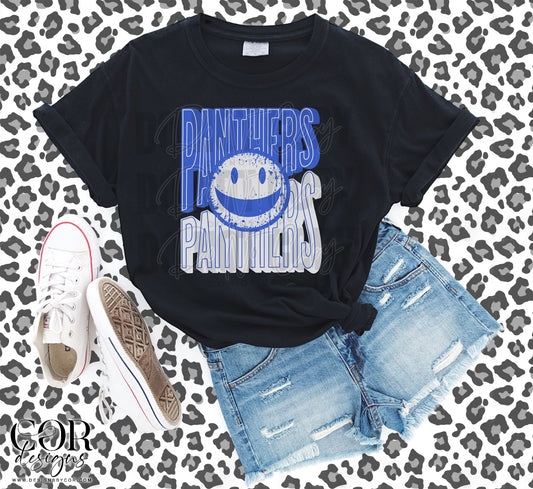 Panthers Blue And Silver With Smiley Face