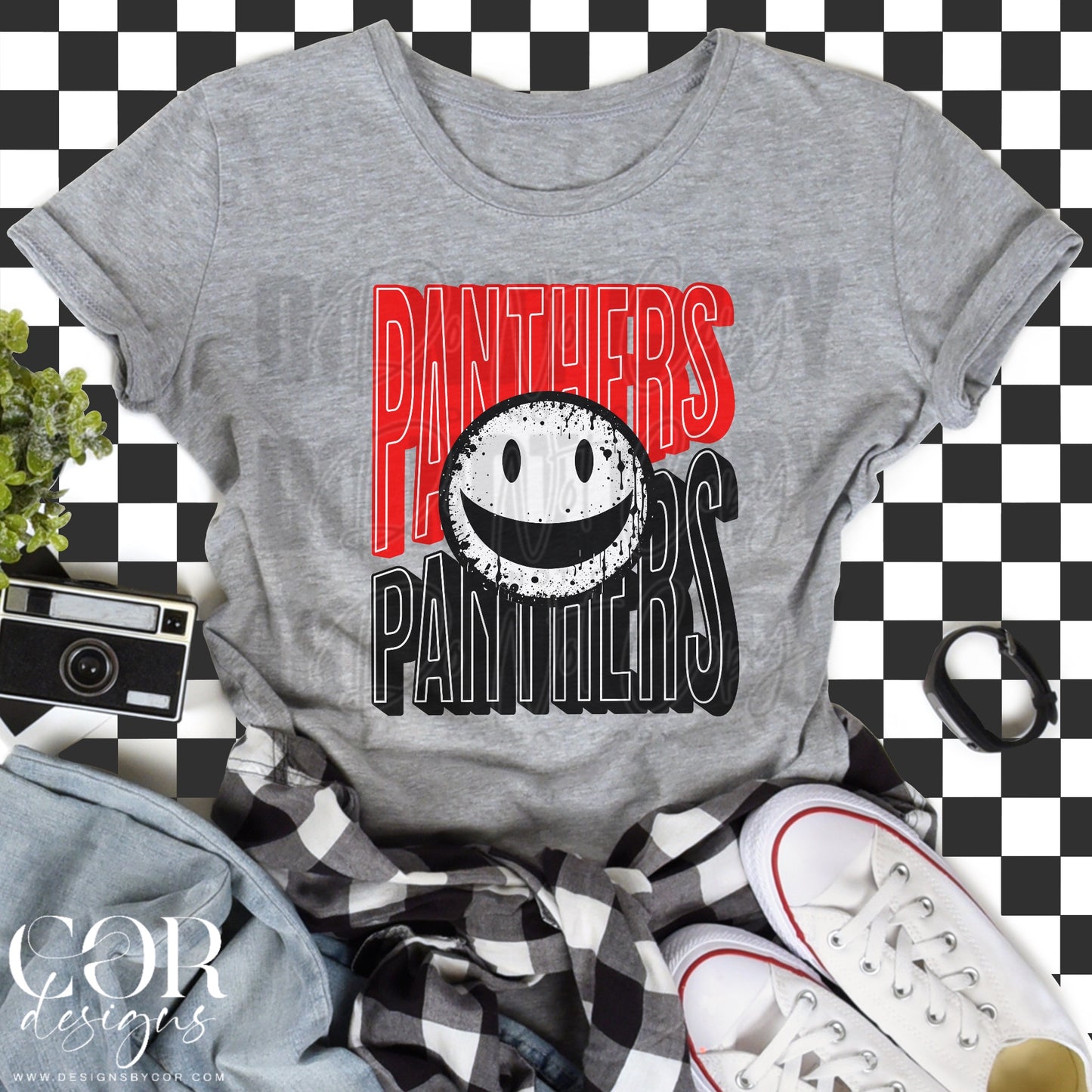 Panthers Red And Black Smiley Face