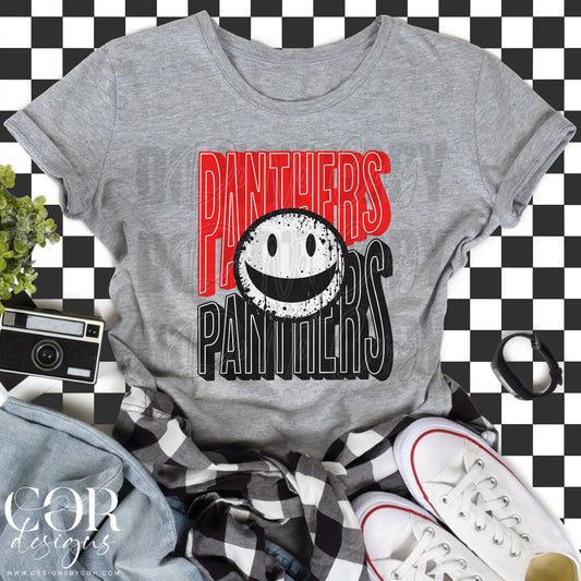 Panthers Red And Black Smiley Face