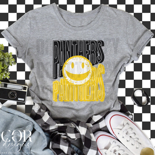 Panthers Black And Yellow Smiley Face