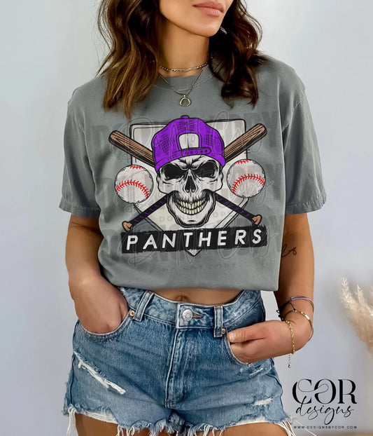 Panthers Purple Baseball With Skull