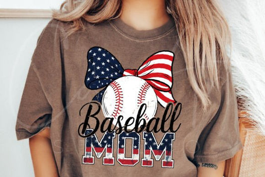 Baseball Mom Red White And Blue Bow