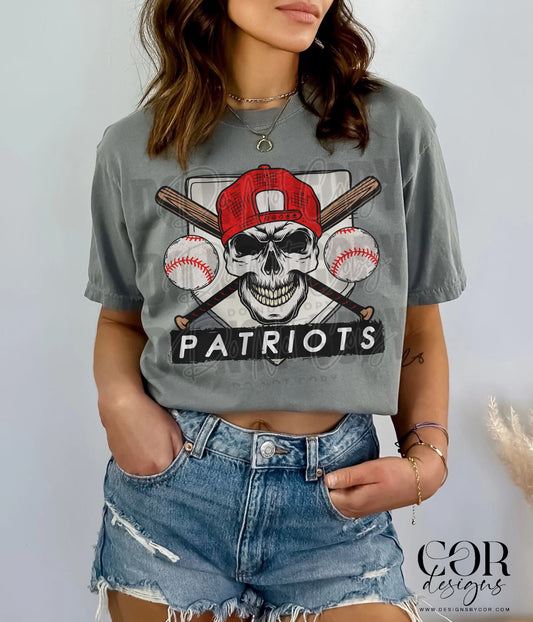 Patriots Baseball With Skull