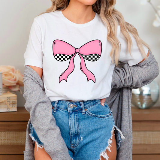 Pink Checkered Bow