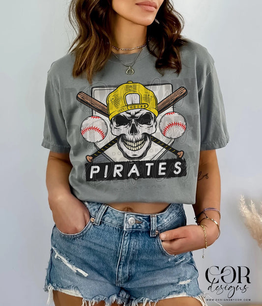 Pirates Yellow Baseball With Skull