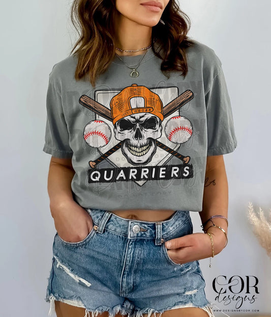 Quarries Orange Baseball With Skull