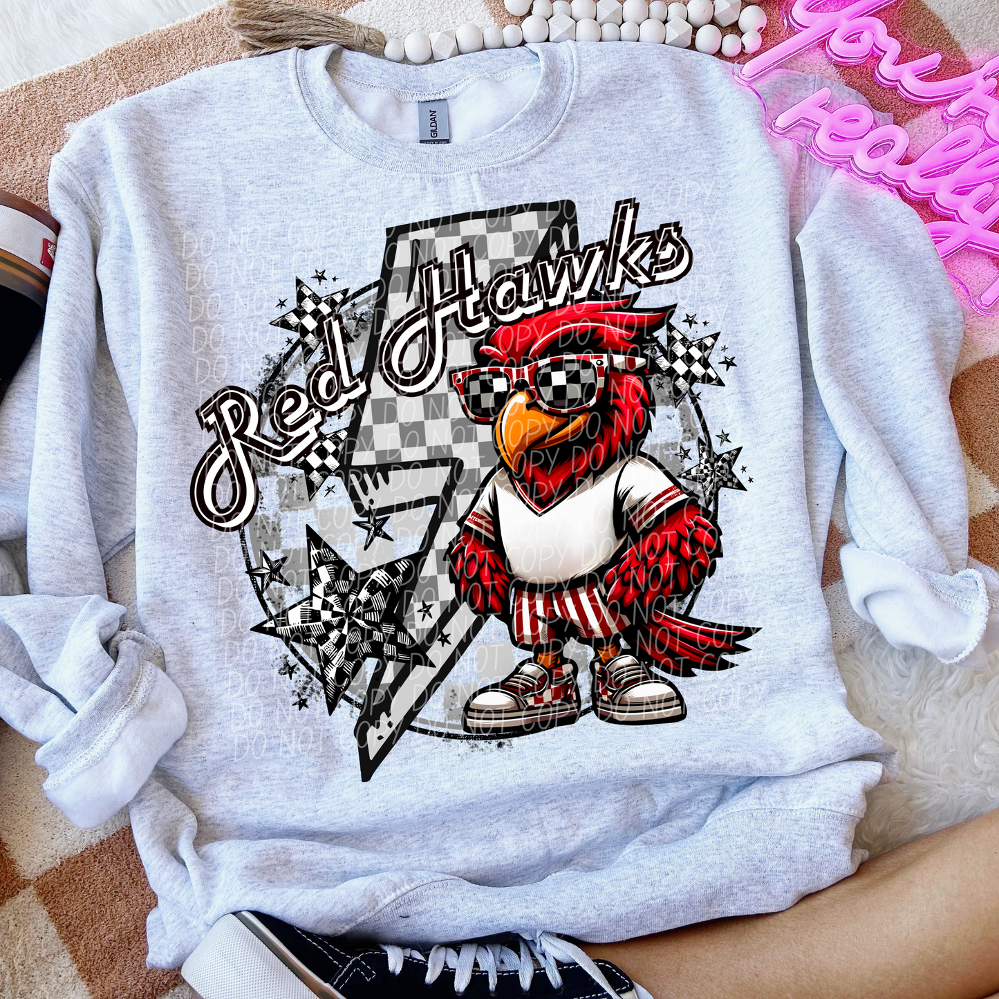 Red Hawks Checkered Lightning Bolt