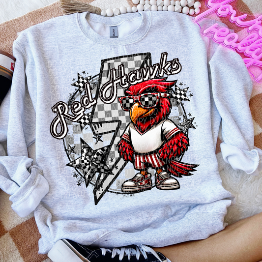 Red Hawks Checkered Lightning Bolt