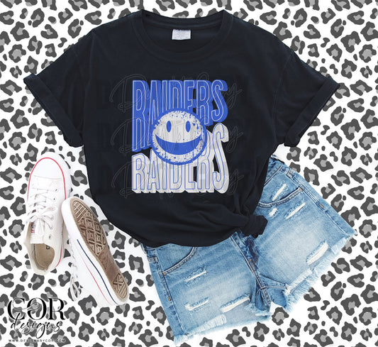 Raiders Blue And White Smiley Face