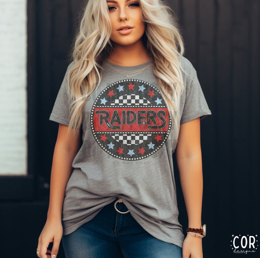 Raiders Silver And Red Stars Circle