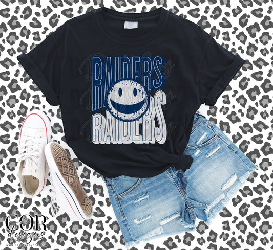 Raider Blue And White Smiley Face