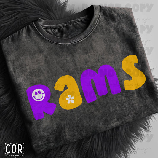 Rams Yellow And Orange Flowers And Smiley Face Letters
