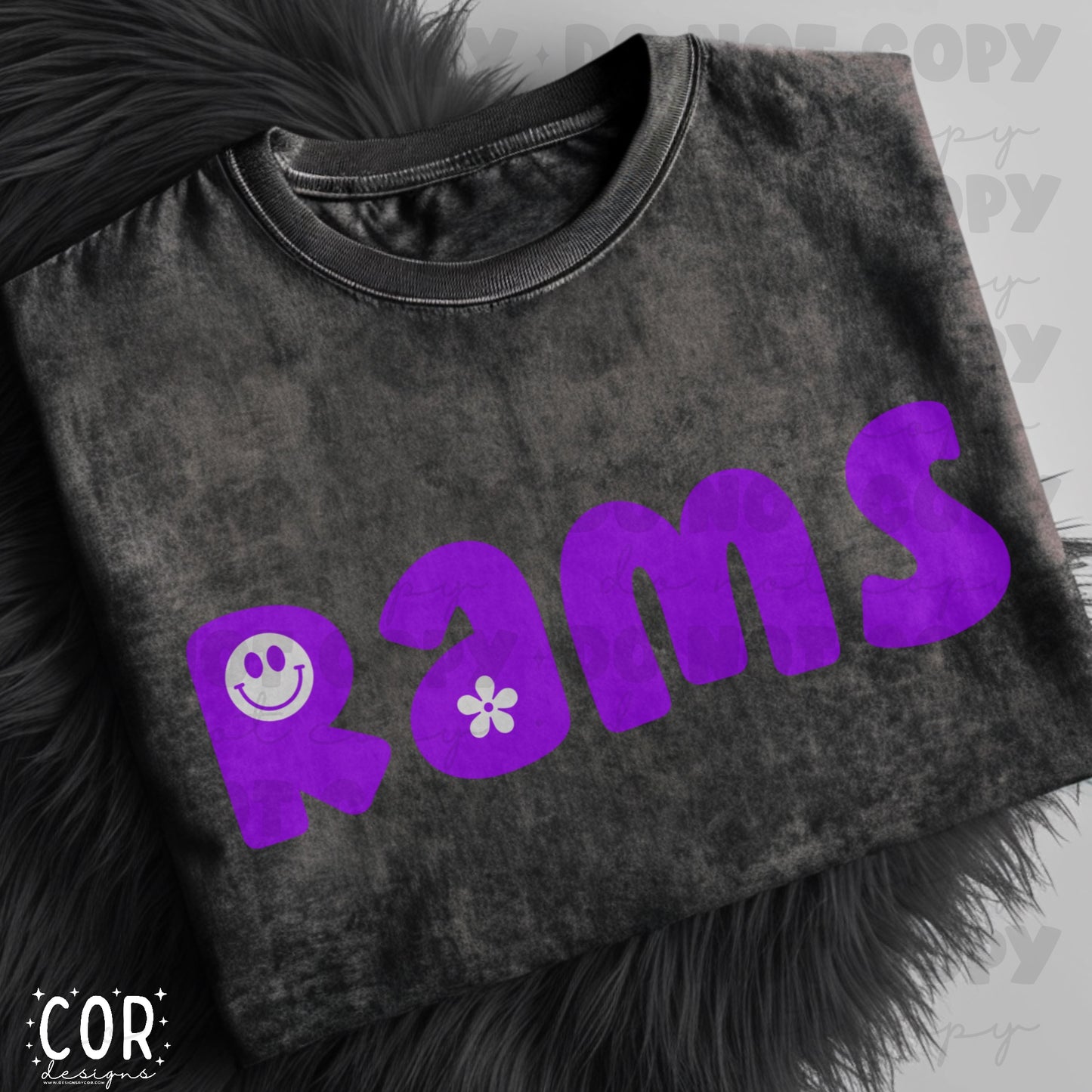 Rams Purple Flower And Heart Letters