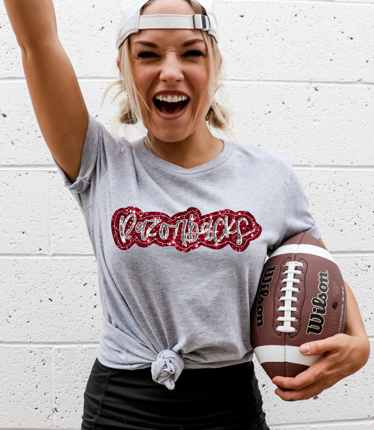 Razorbacks, red/silver - faux sequin