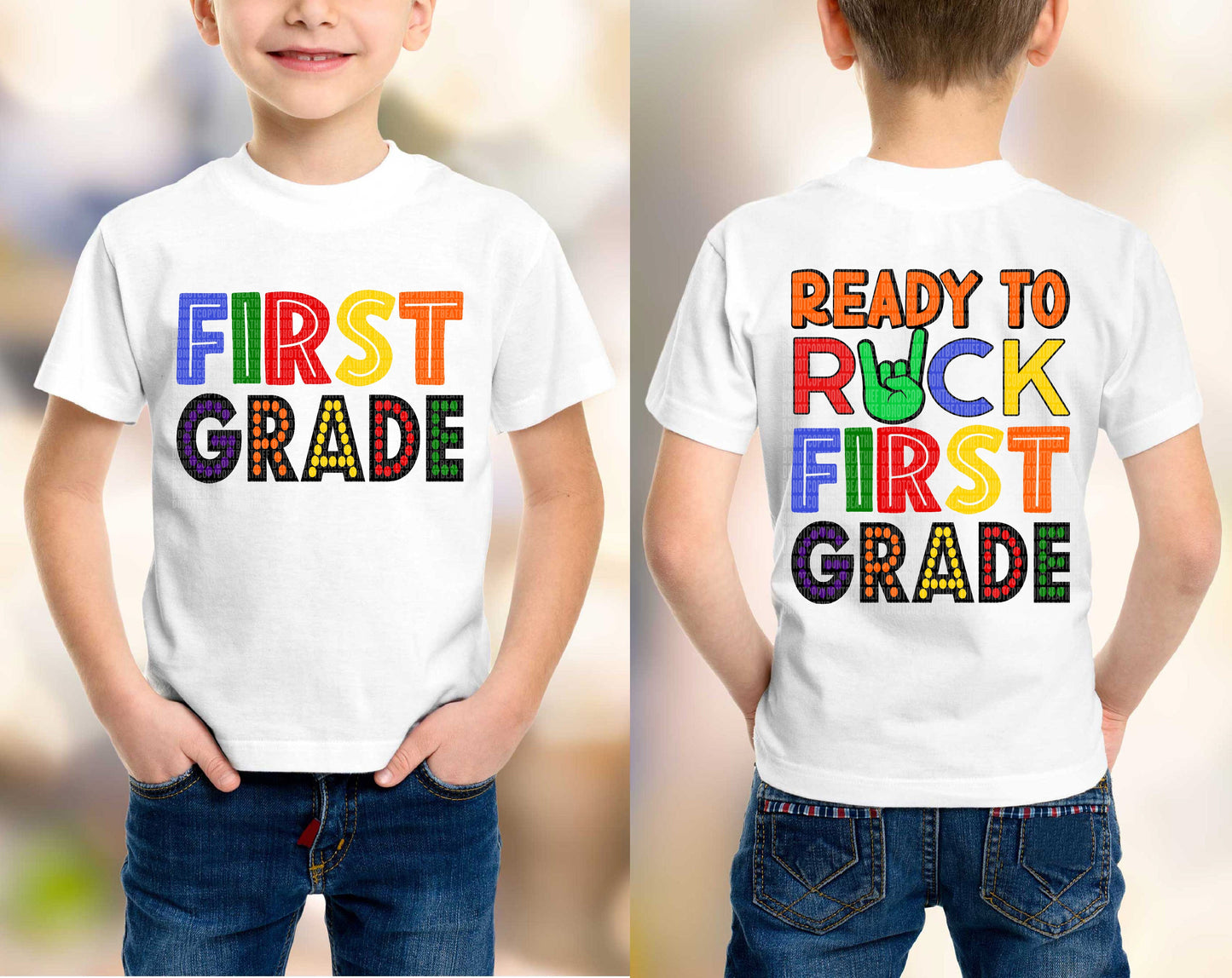 First Grade/Ready To Rock (ORANGE) (FRONT) -DTF Print