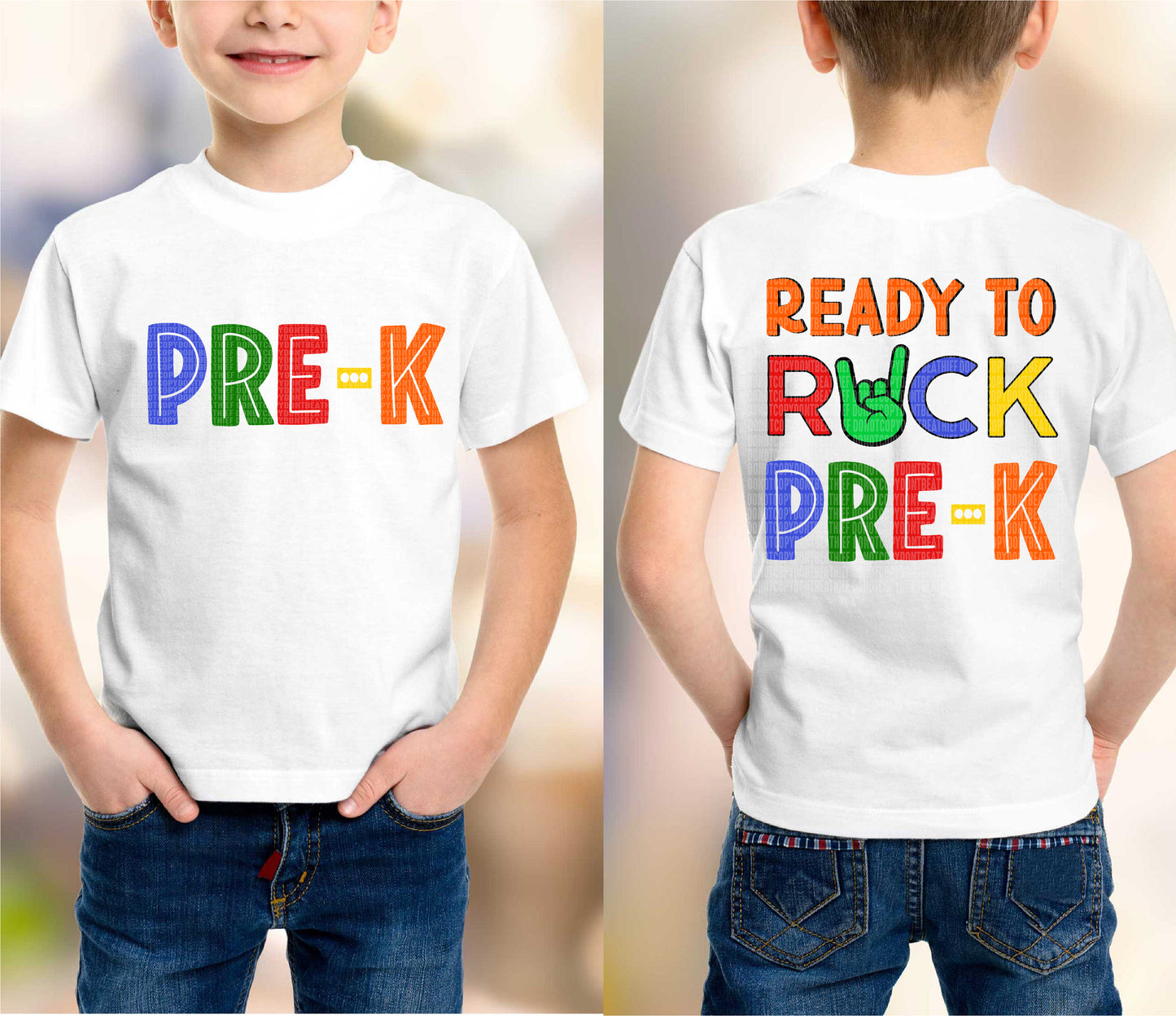 Pre-K/Ready To Rock (ORANGE) (BACK) -DTF Print