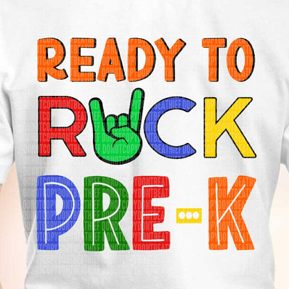 Pre-K/Ready To Rock (ORANGE) (BACK) -DTF Print