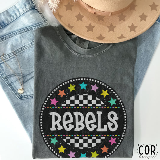 Rebels Colored Stars With Checkered Circle