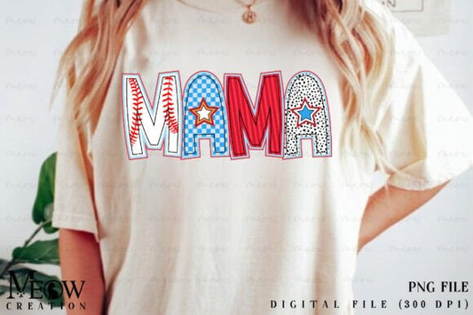 Baseball Mama Colorful Letters