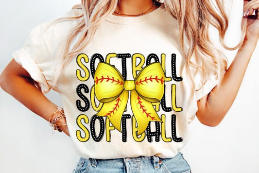 Retro Softball Coquette Bow