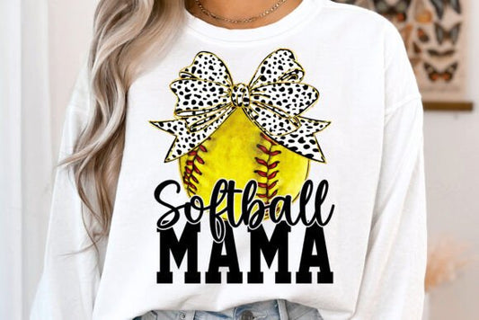 Softball Bow Polka Dot