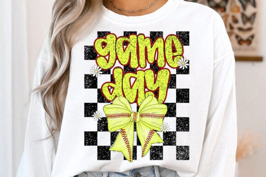 Game Day softball Checkered