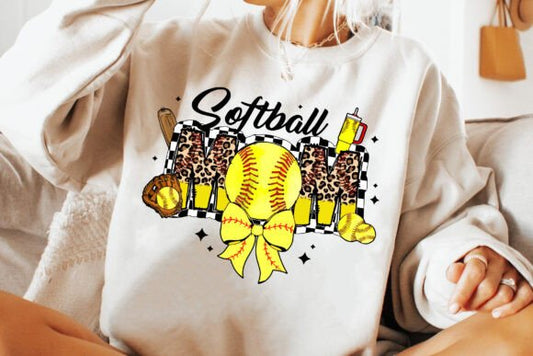 Softball Mom Leopard Bow