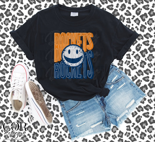 Rockets Orange And Blue Smiley Face