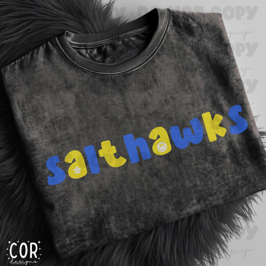 Salt Hawks Blue And Yellow Flowers And Smiley Faces