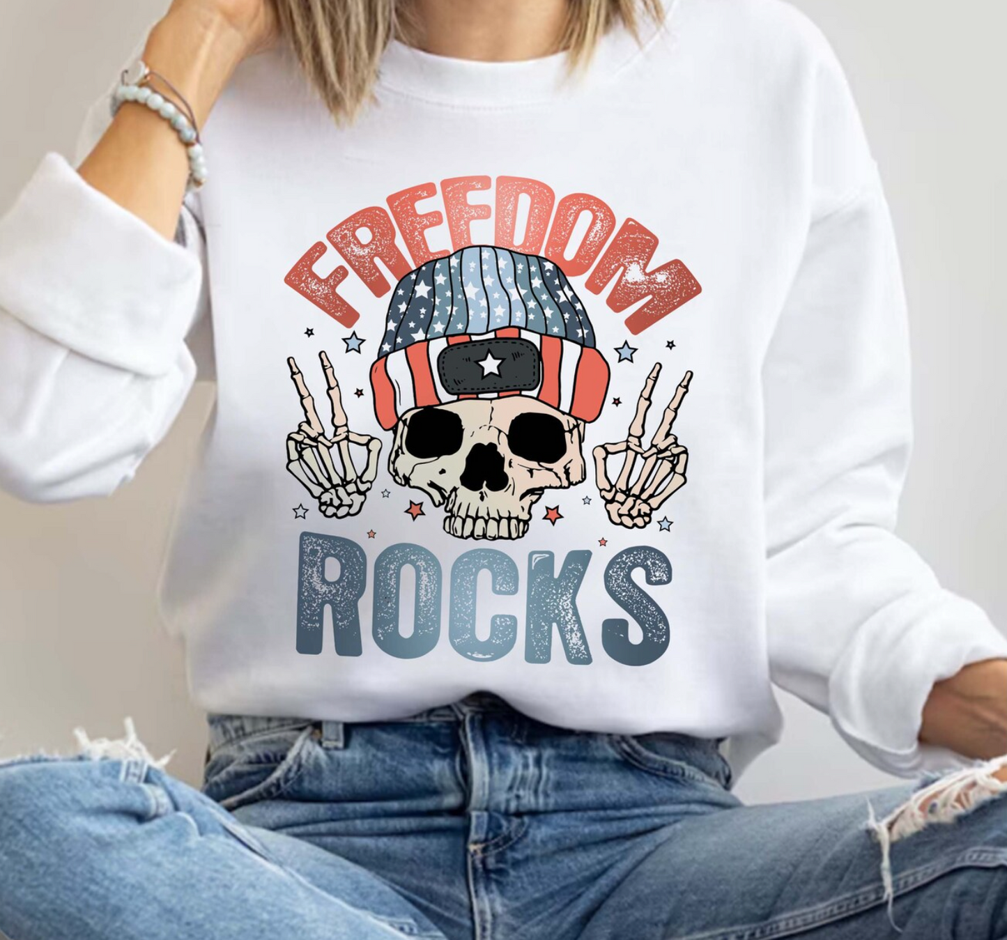 Freedom Rocks Skull Peace Sign