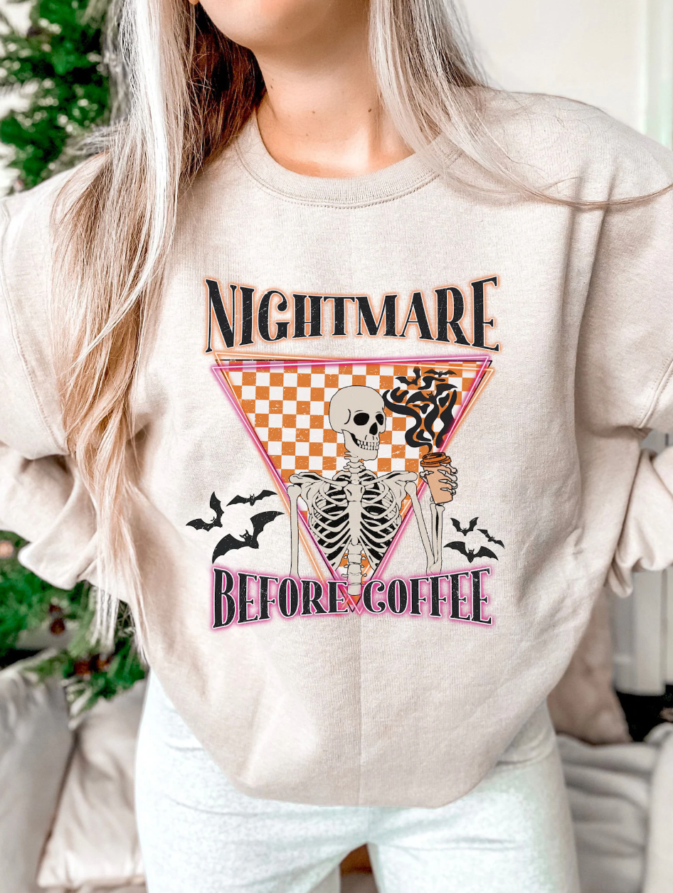 Nightmare before coffee, orange and white checkered