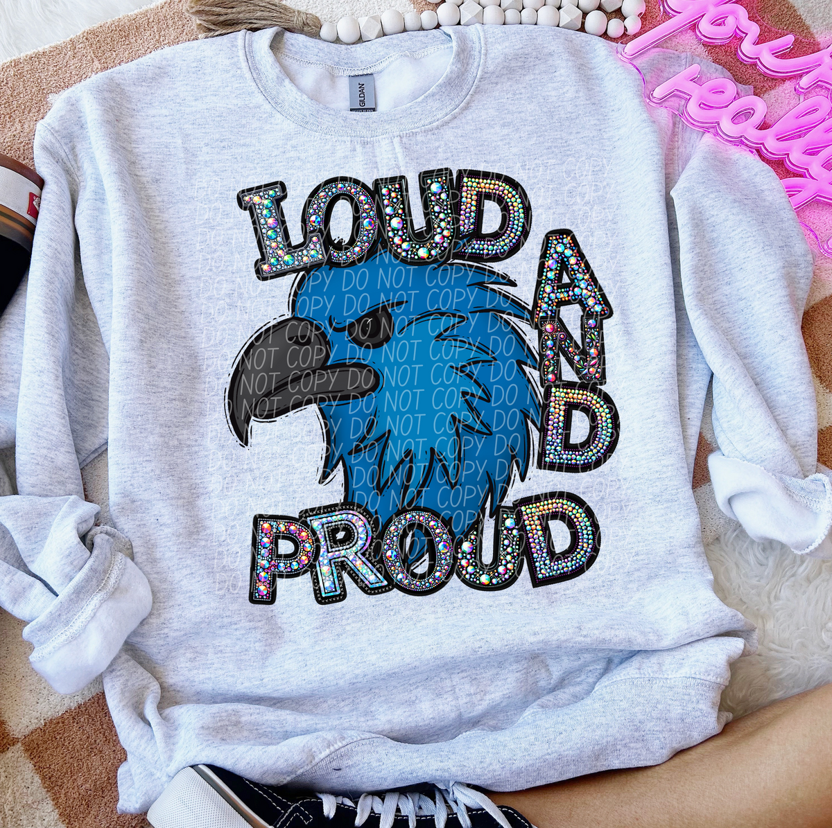 Rhinestone Loud And Proud Blue Jay Blue Hawks