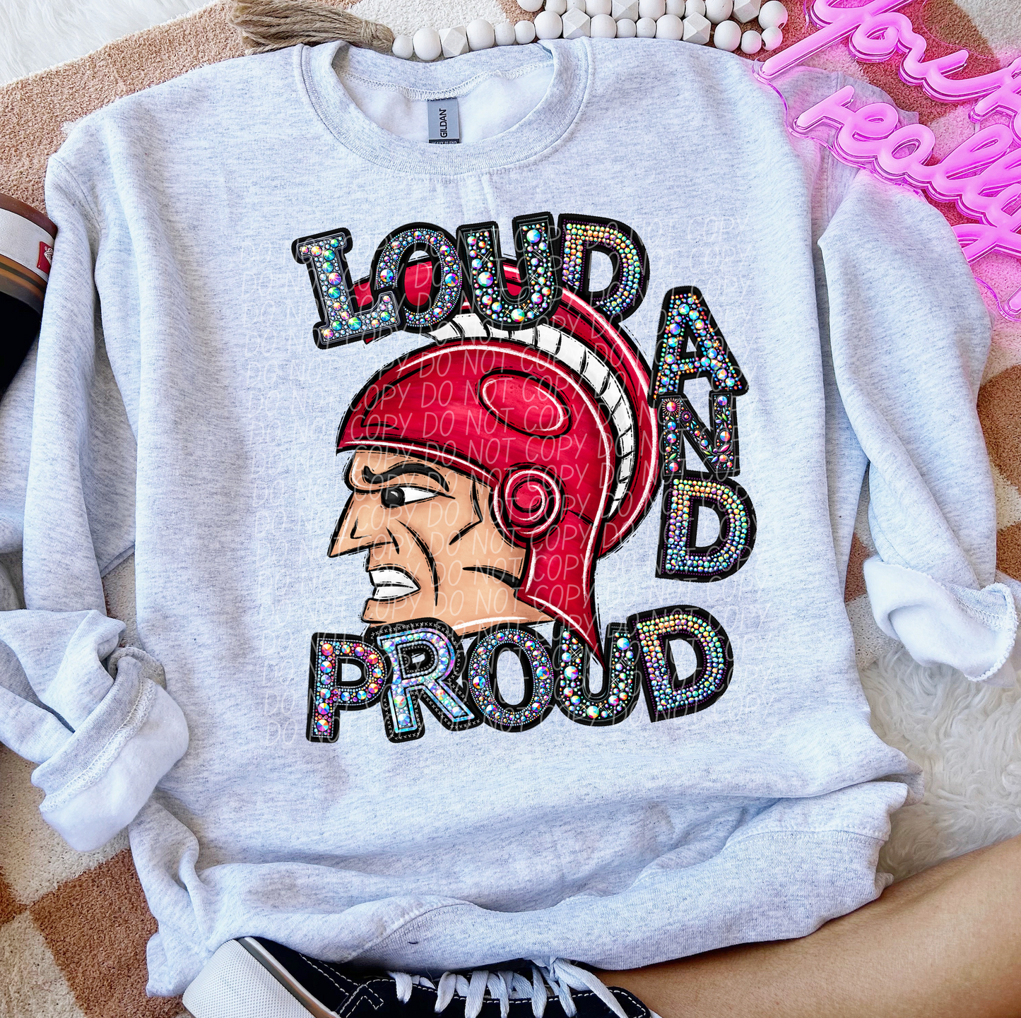 Rhinestone Loud And Proud Trojan Red
