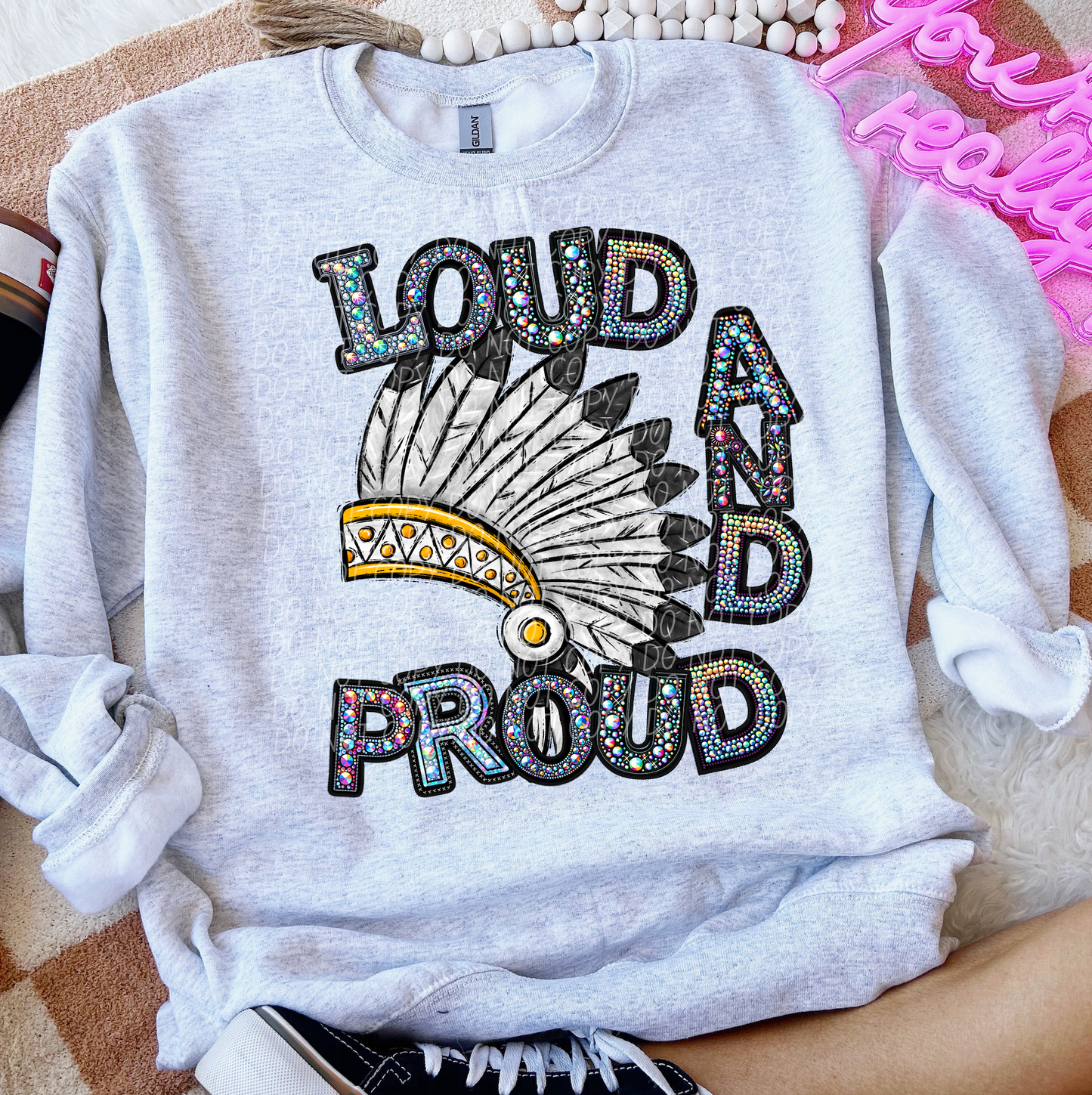 Rhinestone Loud And Proud Indians Yellow
