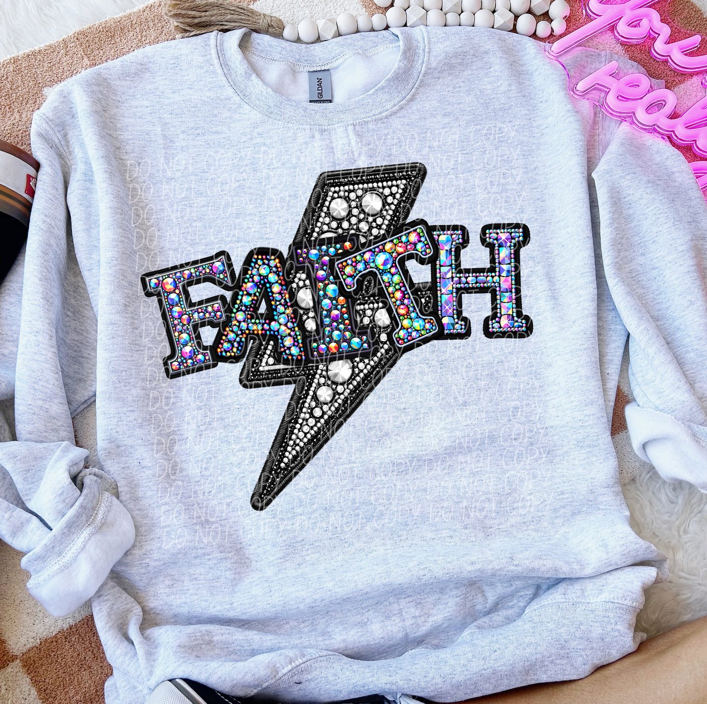 Rhinestone Bolt Faith