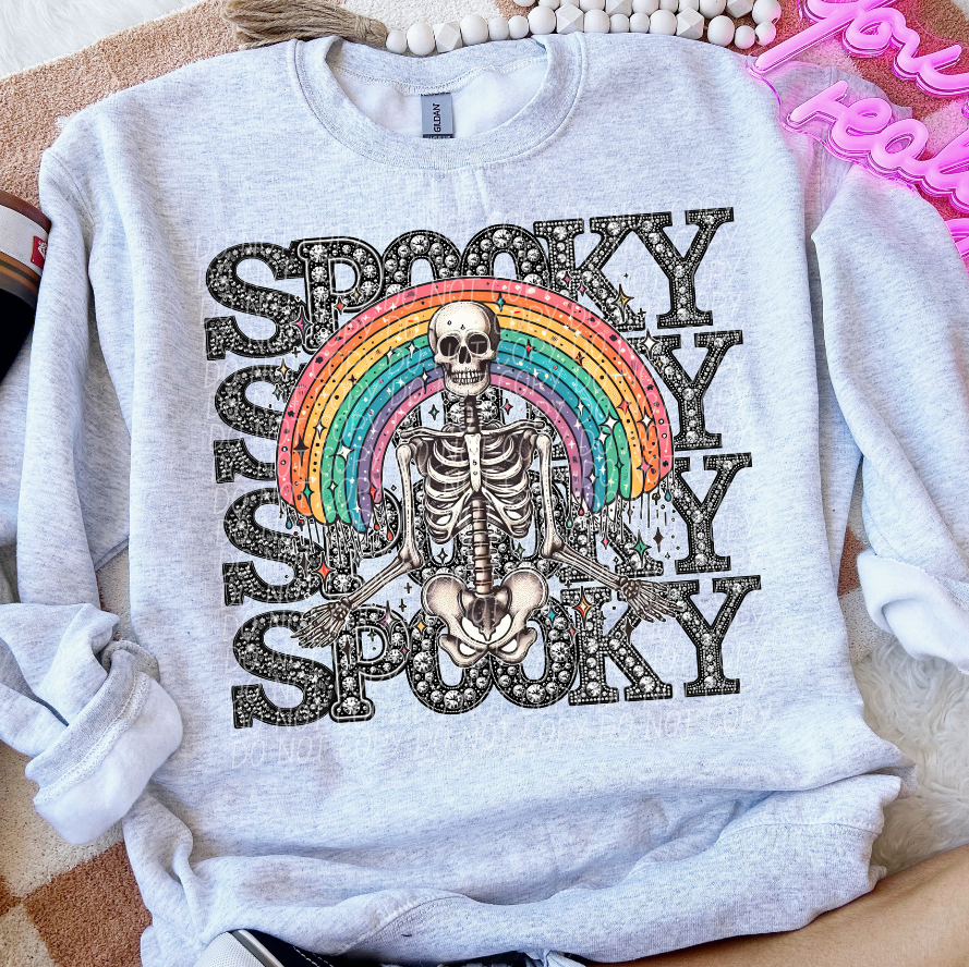 Rhinestone Spooky Skeleton w/Rainbow – Earthline Customs