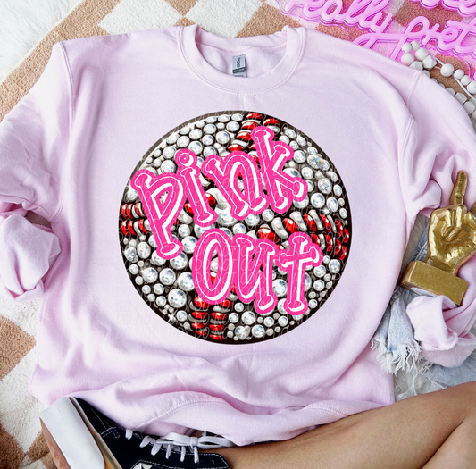 Pink Out Baseball (Rhinestones)