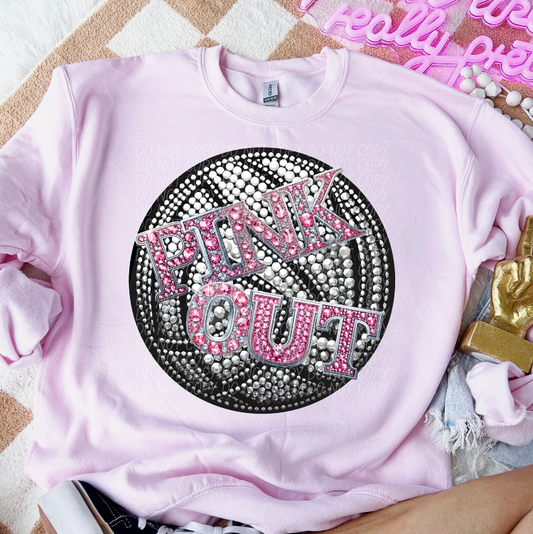 Pink Out Volleyball (Rhinestones)