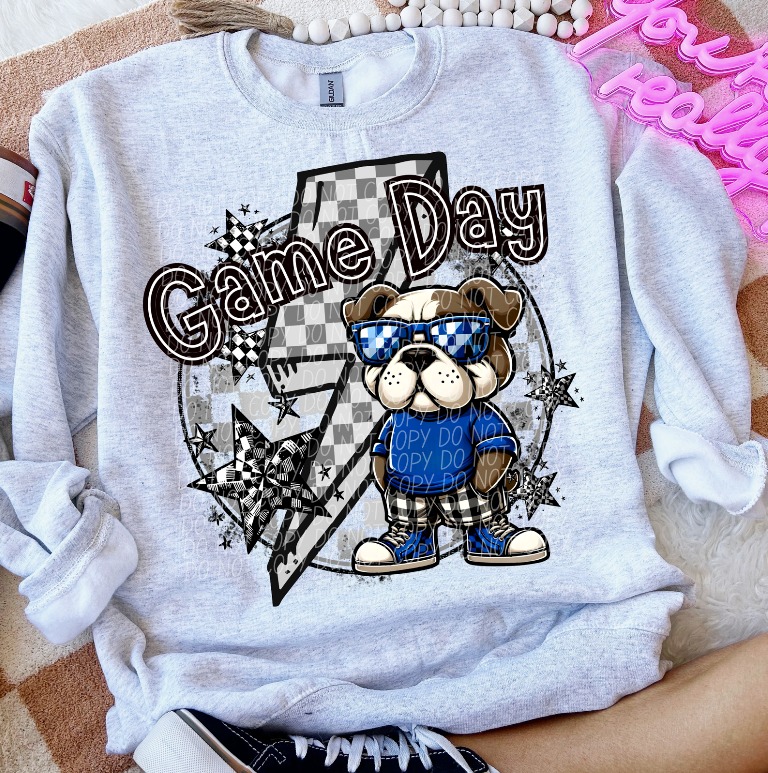 Game Day Bulldogs Blue (Checkered)