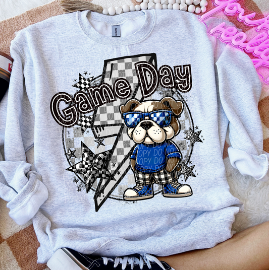 Game Day Bulldogs Blue (Checkered)
