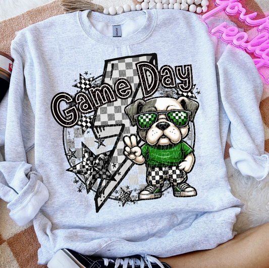 Game Day Bulldogs Green (Checkered)