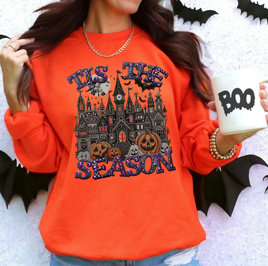 Tis the season rhinestones (spooky house w/pumpkins)