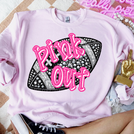 Pink Out Football (rhinestones)