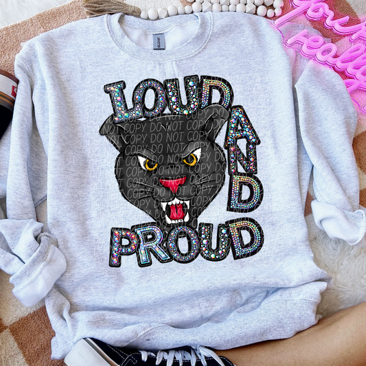 Loud and proud Panthers (rhinestones)