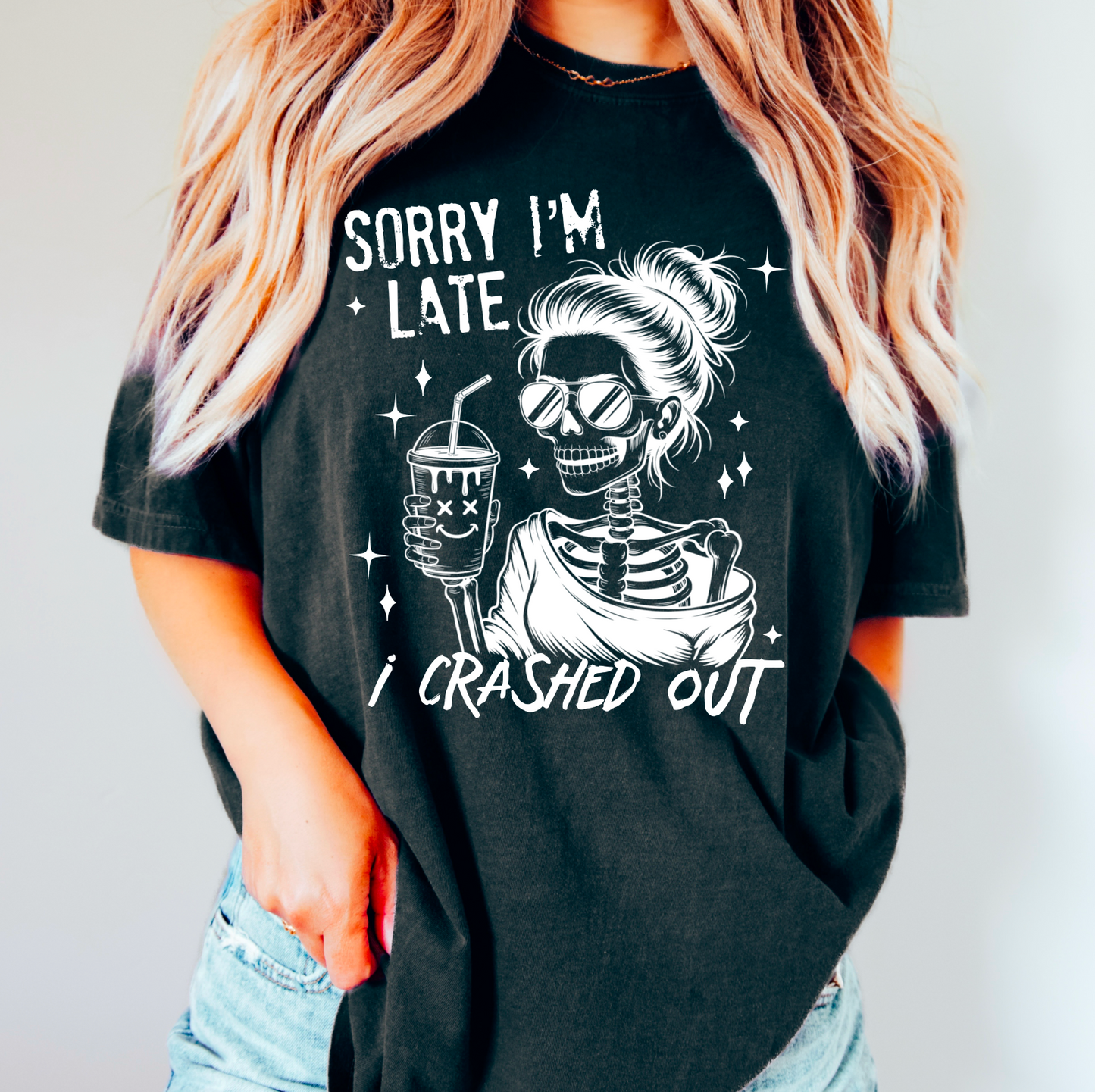 Sorry I'm late I crashed out (white)