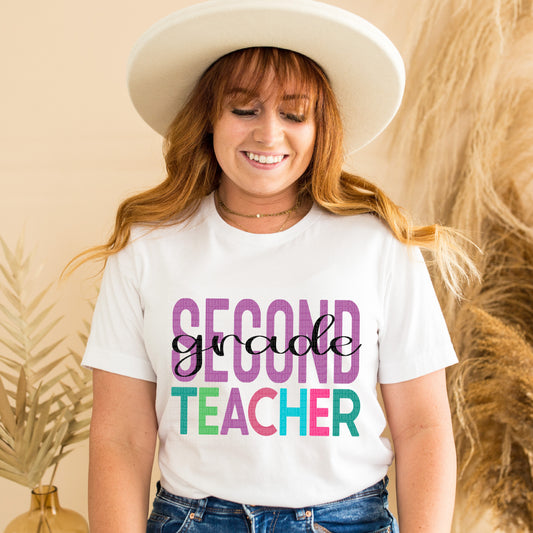 Second Grade Teacher-Purple Black -DTF Print