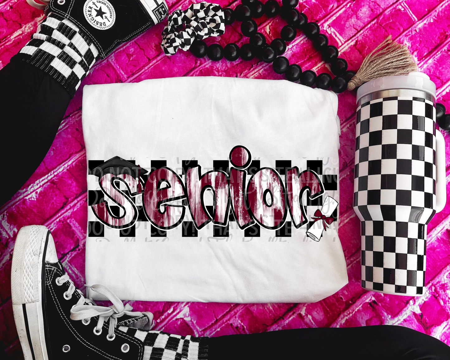 Senior Maroon and white