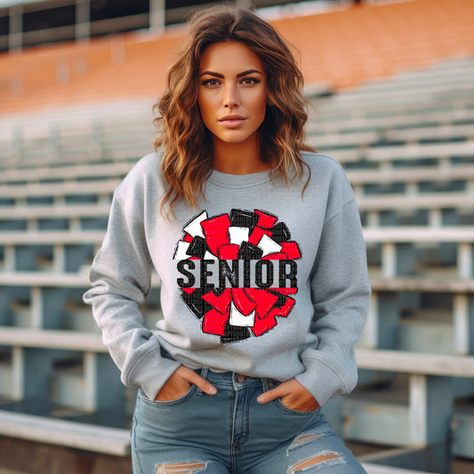 Senior Cheer (RED/BLK/WHITE) - DTF Transfer